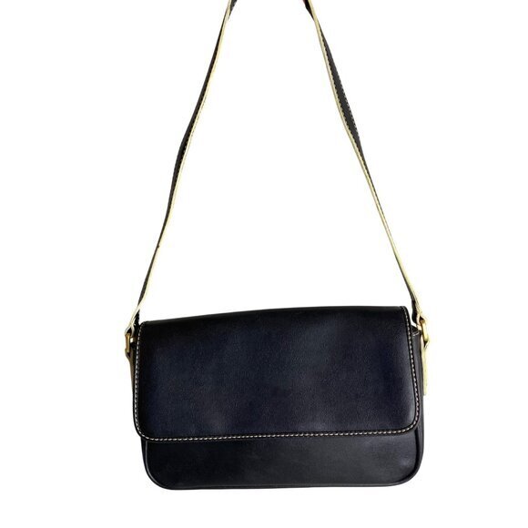 Y2K Liz Claiborne Black Mini‎ Shoulder Bag With Contrast Stitching - Picture 1 of 10